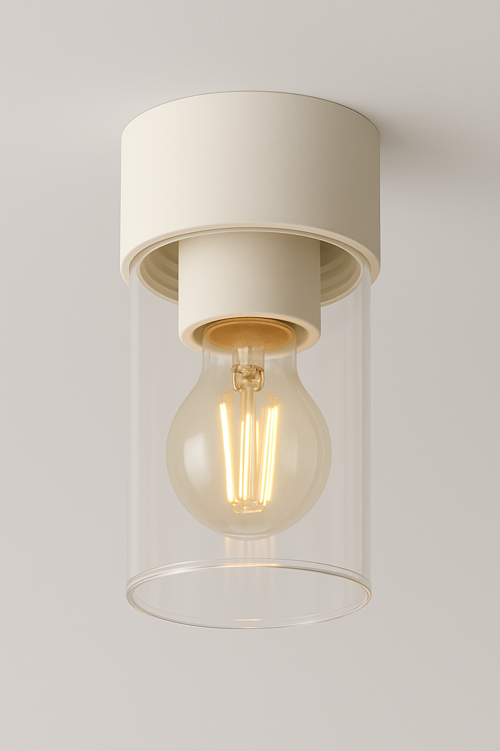 Ceiling light fixture with a clear glass cover with E27 base lamp