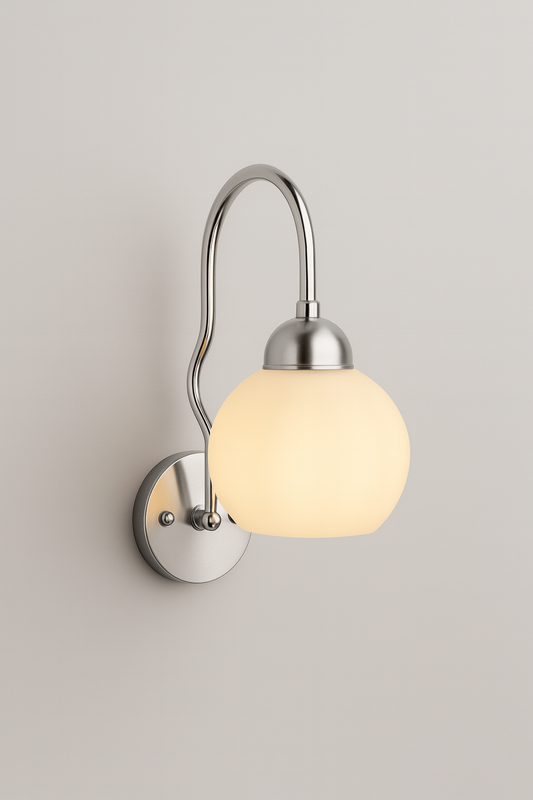 Wall mounted light with aluminium and glass body and E14 base lamp