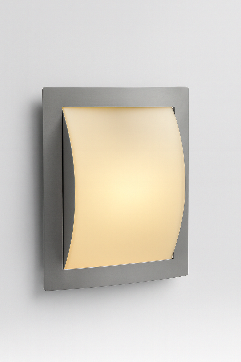 Wall-mounted light fixture with curved glass panel with E27 base lamp