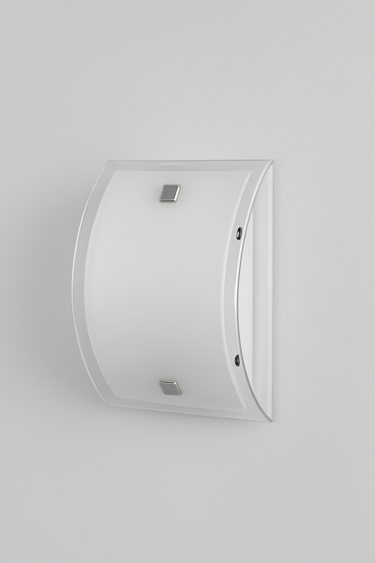 White curved light fixture with E14 base lamp