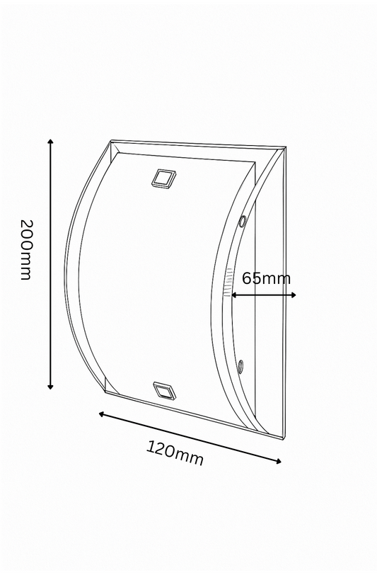 Technical drawing of a shower enclosure with dimensions labeled