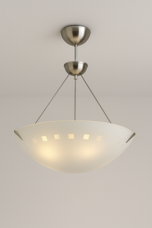 Ceiling light fixture with white glass shade and E27 base light