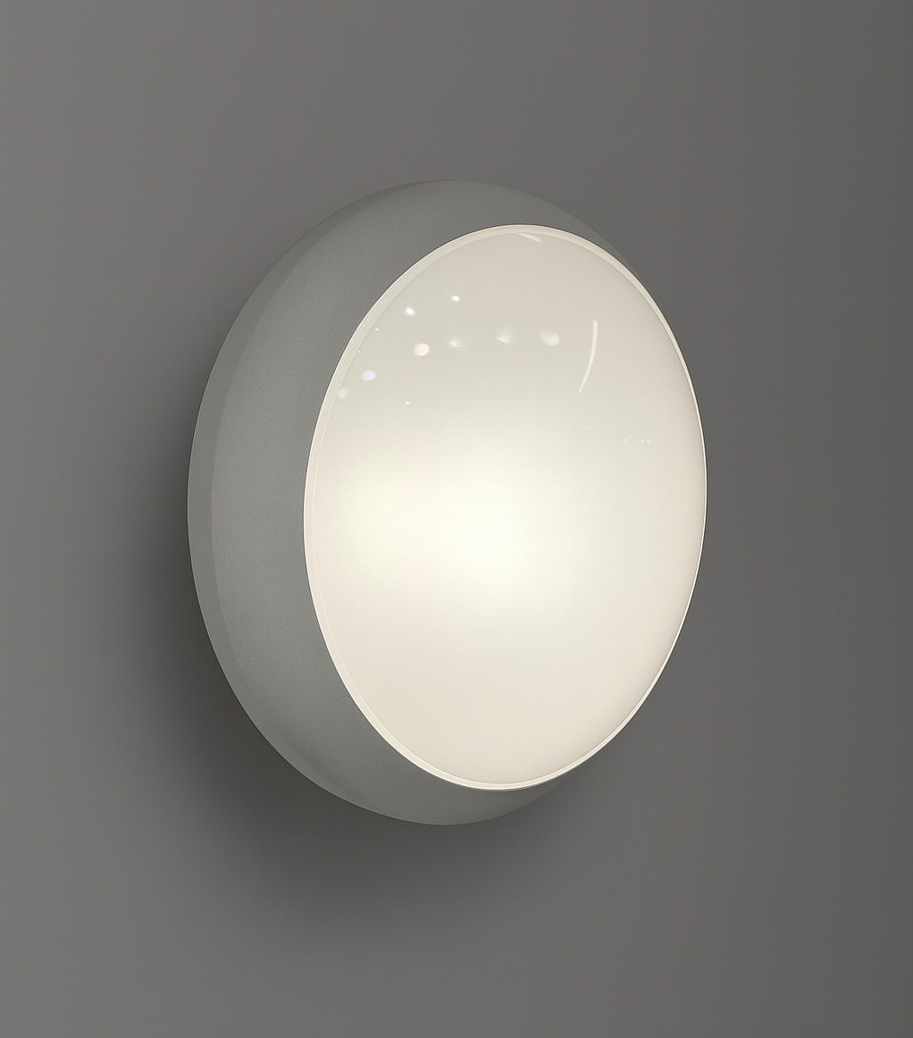 Round wall light fixture with E27 base lamp