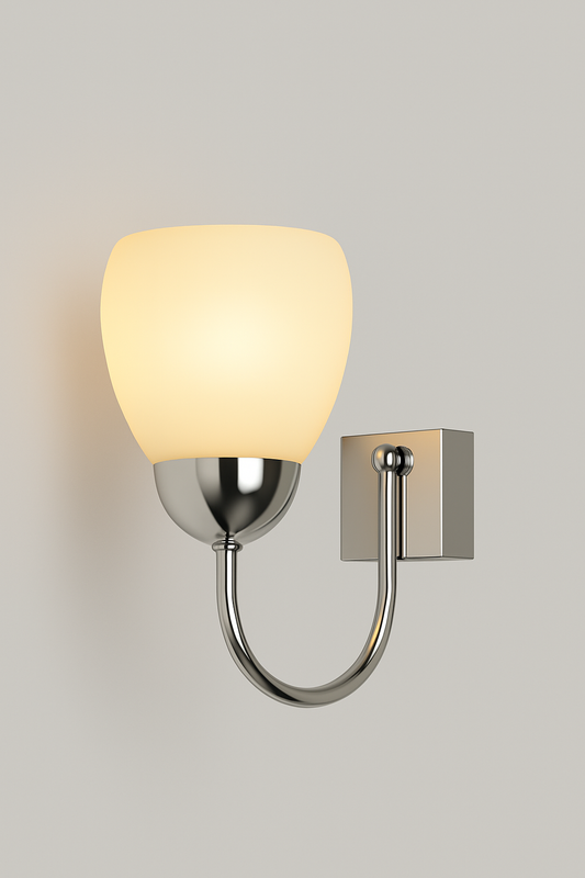 Wall-mounted light fixture with a glass shade and E27 base lamp