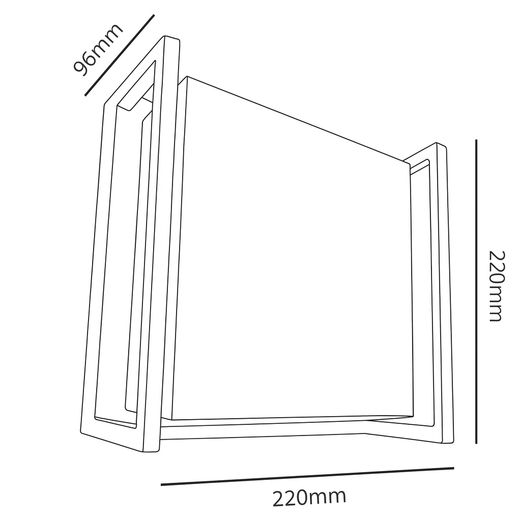Line drawing of a window frame with dimensions labeled