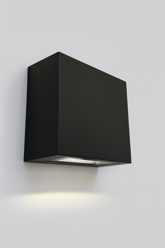 Black square wall light fixture with COB/SMD base lamp