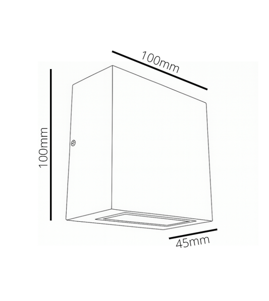 Measurement diagram of a rectangular object with dimensions labeled.