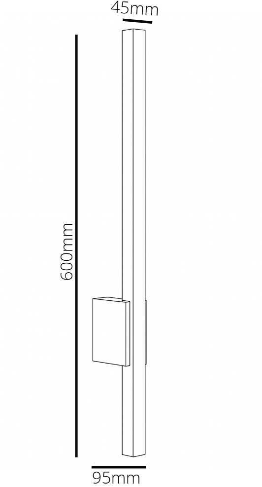 Measurement diagram of a rectangular object with dimensions labeled.
Lancia wall light gulf light
Lancia wall light