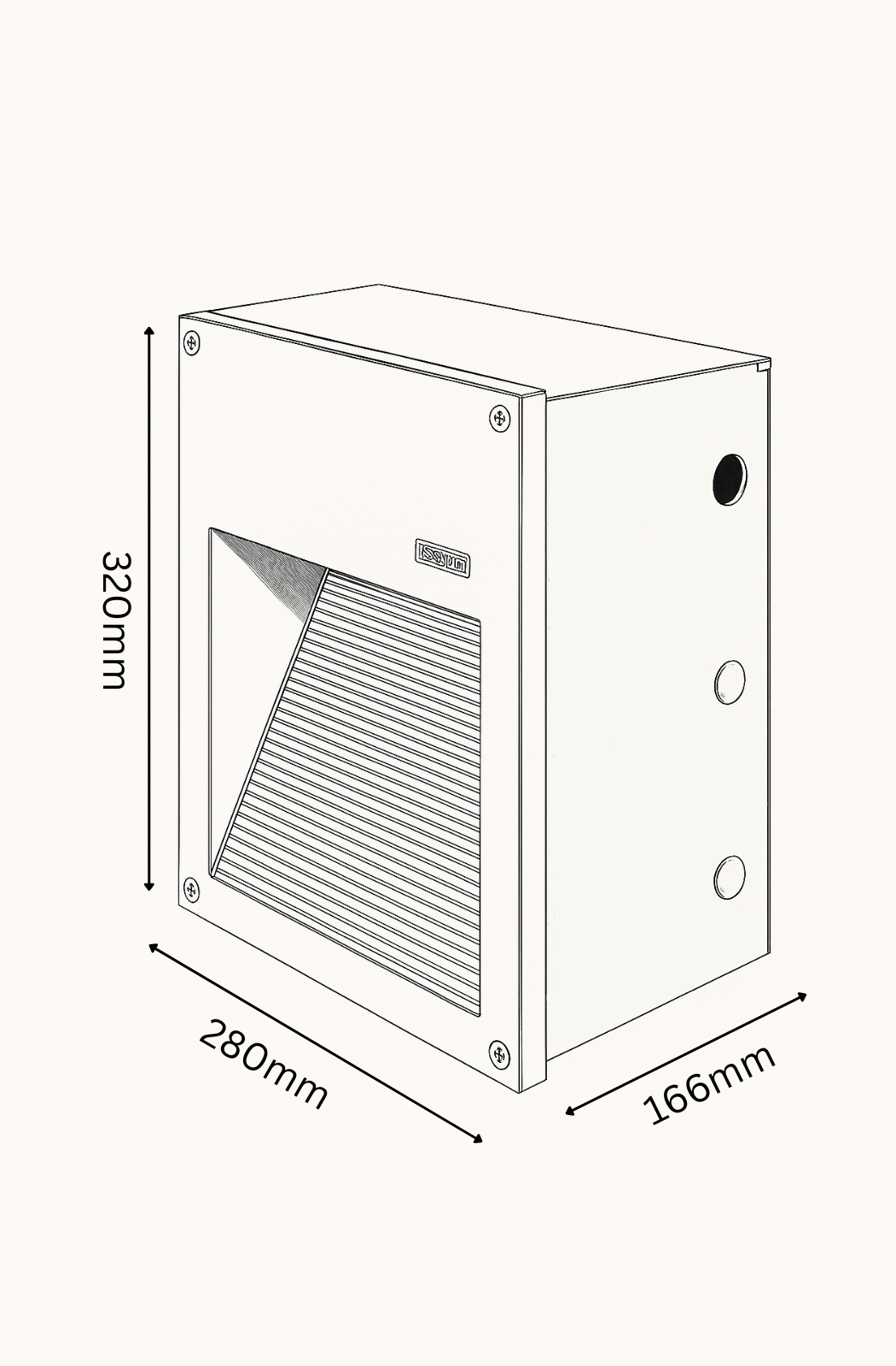 Technical drawing of a rectangular air filter with dimensions labeled