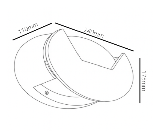 Technical drawing of a circular object with dimensions labeled