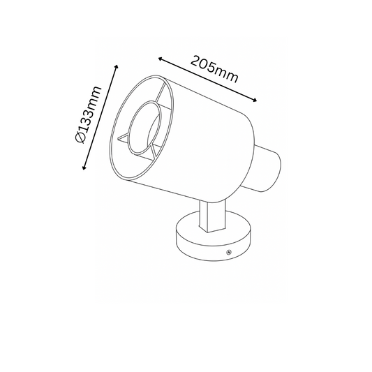 Line drawing of a cylindrical object with dimensions labeled on a white background