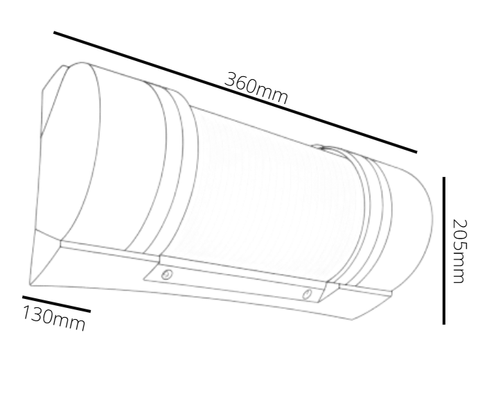 Technical drawing of a cylindrical object with dimensions labeled