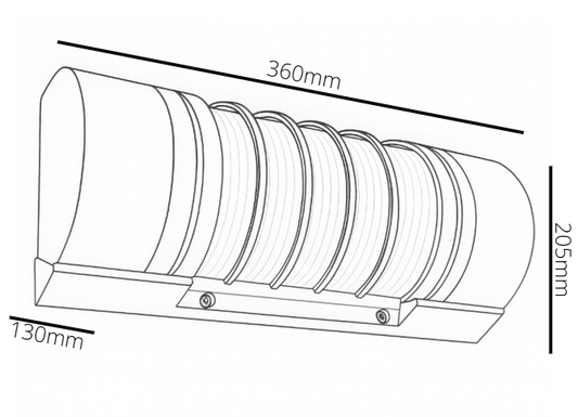 Technical drawing of a cylindrical object with dimensions labeled