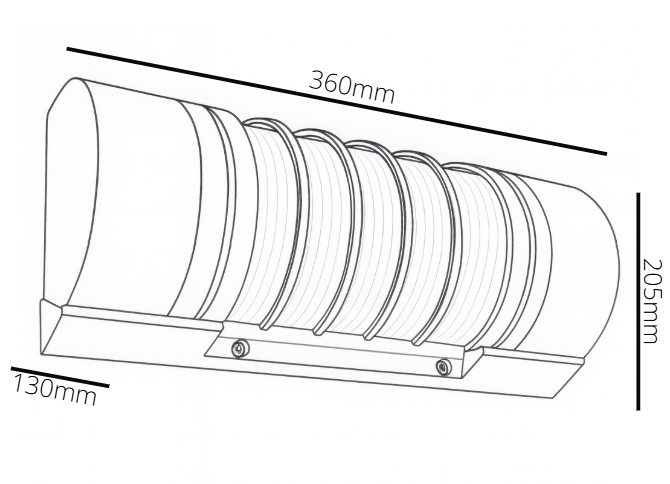 Technical drawing of a cylindrical object with dimensions labeled
