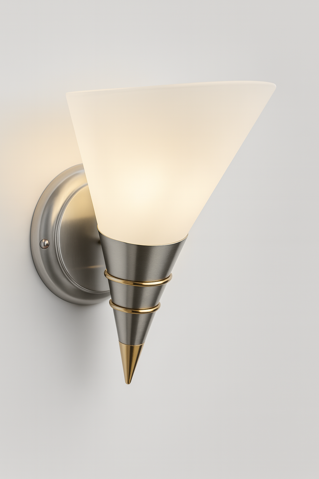 Wall-mounted light fixture with a cone-shaped design with E14 base lamp