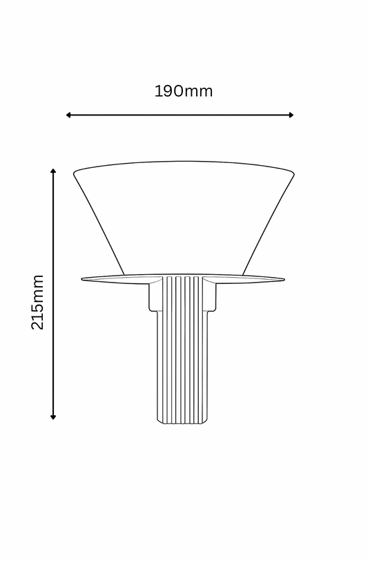 Technical drawing of a lamp with dimensions labeled