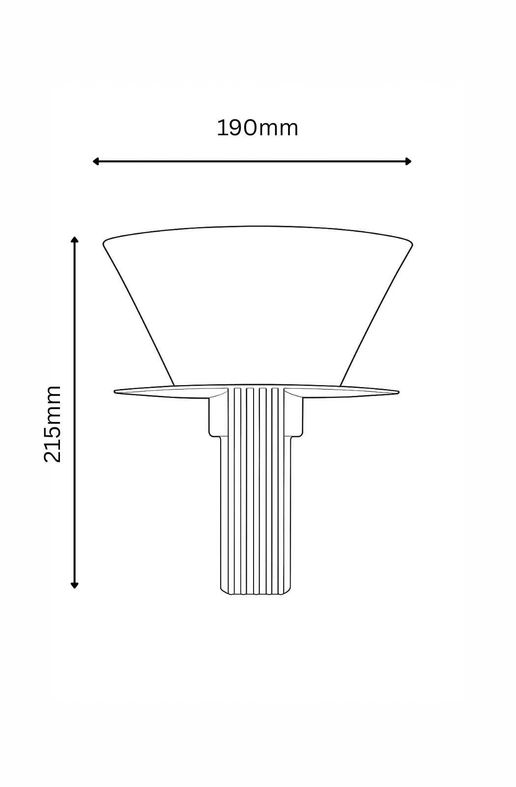 Technical drawing of a lamp with dimensions labeled