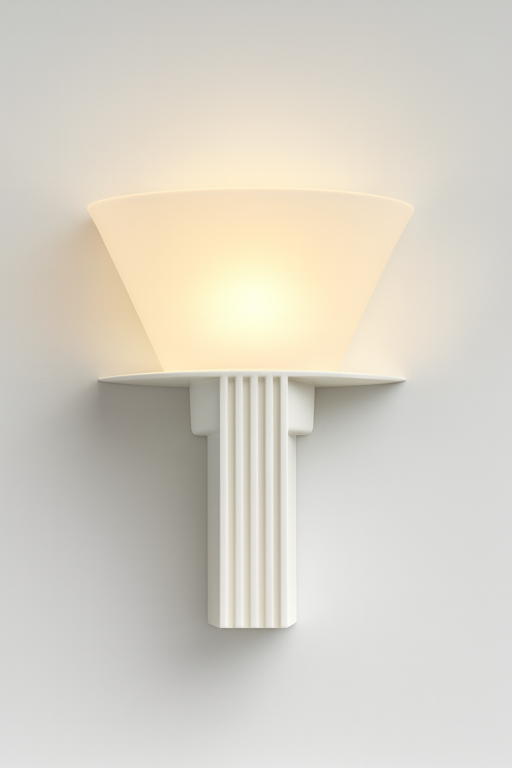 Wall-mounted light fixture with a white base and beige lampshade with E27 base lamp