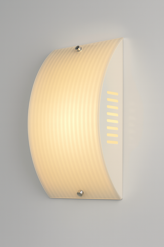 Wall-mounted light fixture with a textured beige cover with dual E27 base lamp