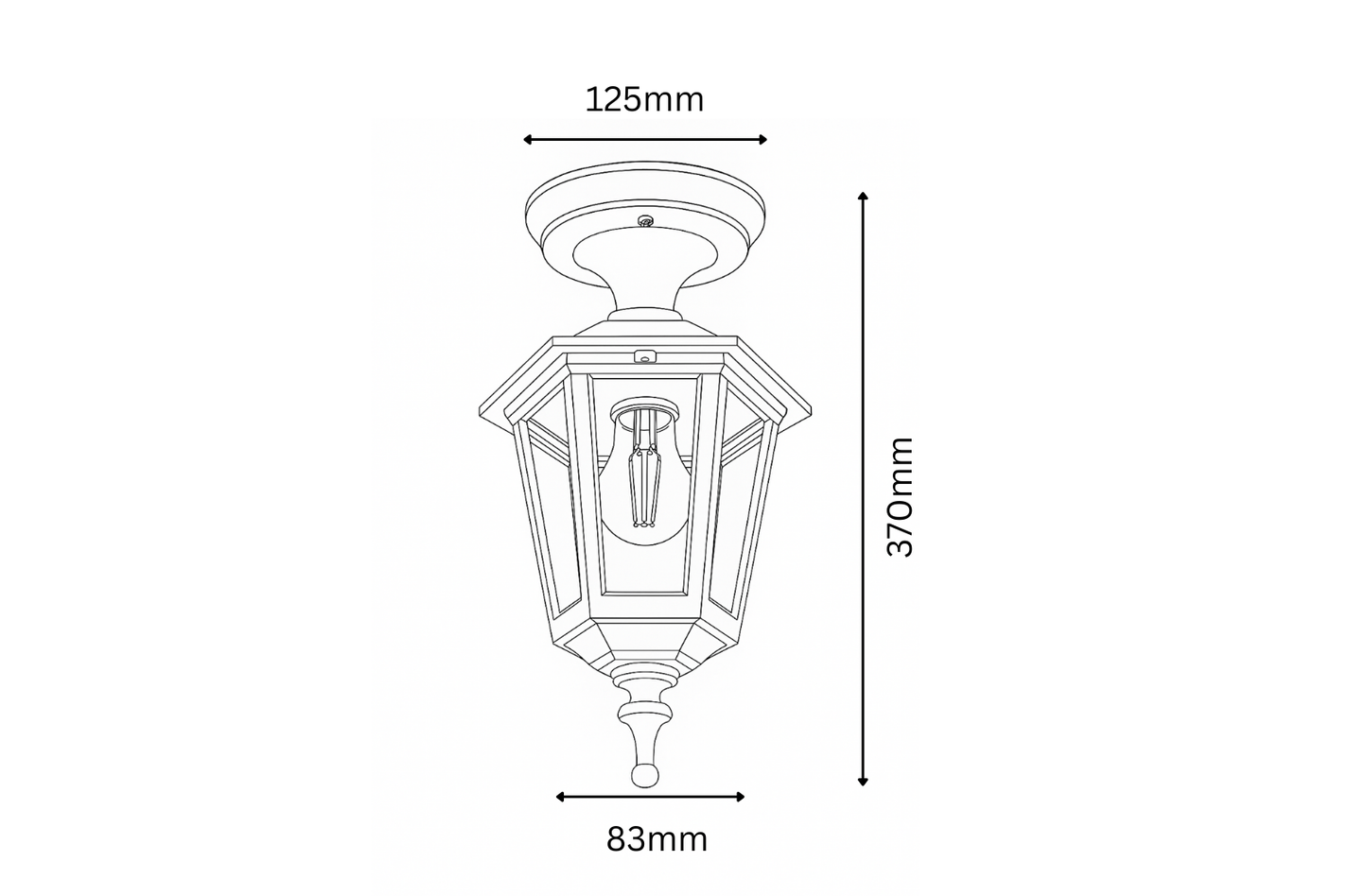 Technical Drawing for the ceiling mounted light