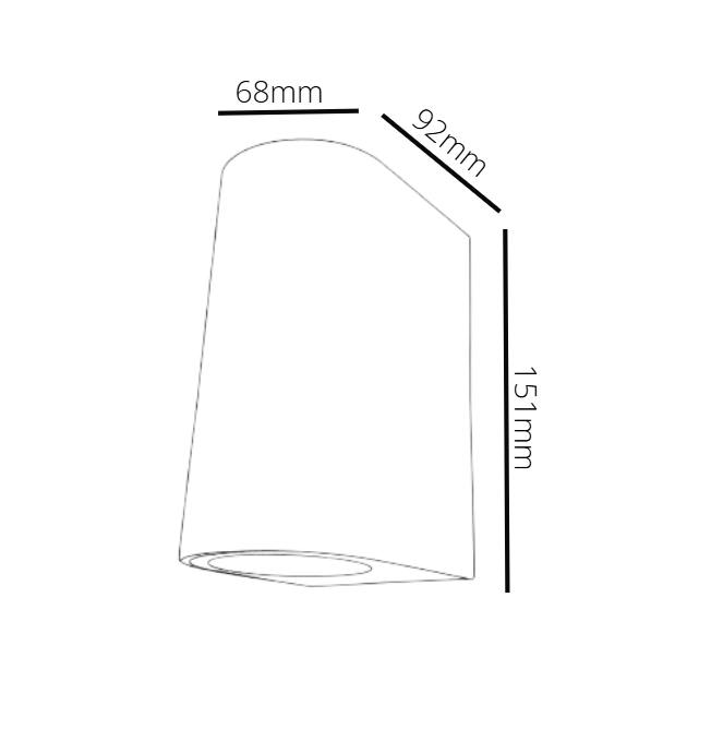 Measurement diagram of a cylindrical object with dimensions labeled.
Rolux wall light gulf light
Rolux wall light