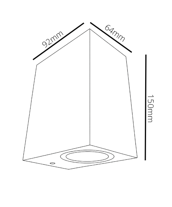 Line drawing of a geometric shape with dimensions labeled