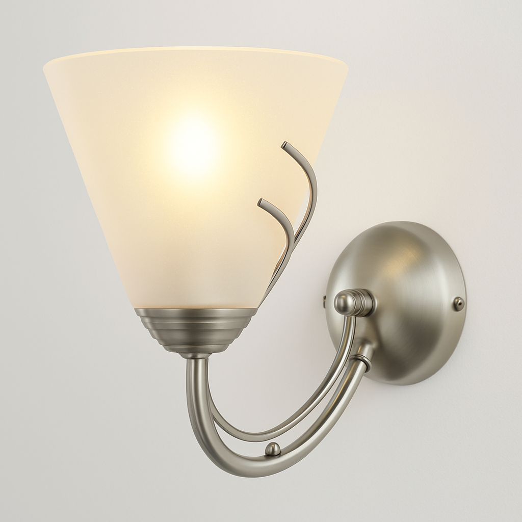 Wall-mounted light fixture with a glass shade with E14 base lamp