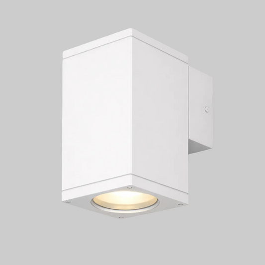 White square ceiling light fixture on a white background