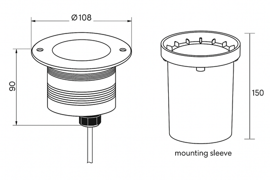 Technical drawing of a cylindrical component with dimensions labeled