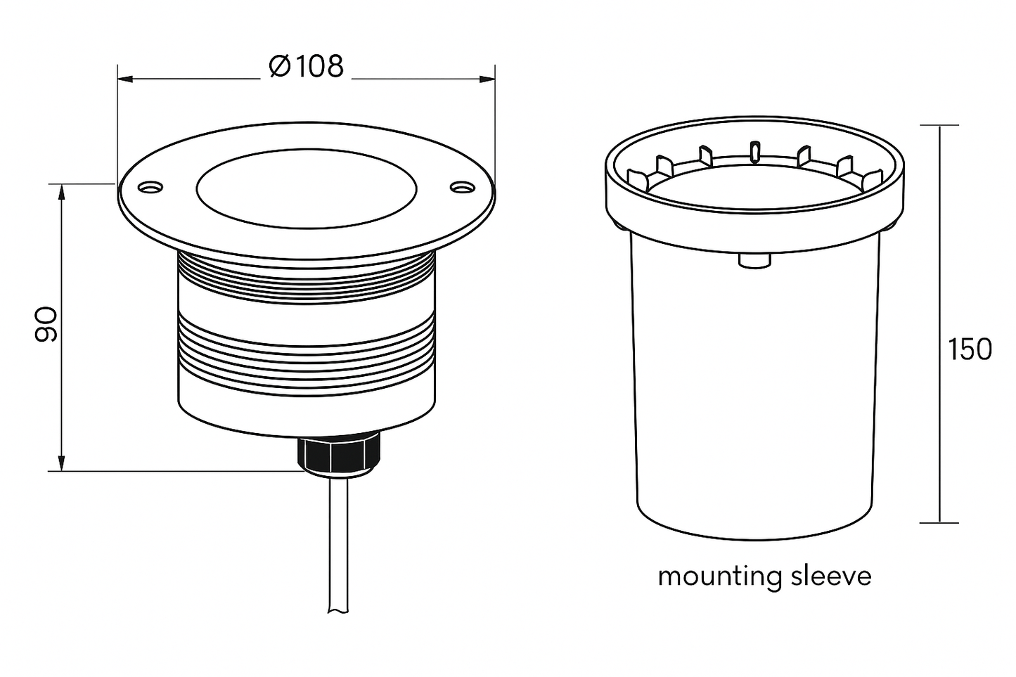 Technical drawing of a cylindrical component with dimensions labeled