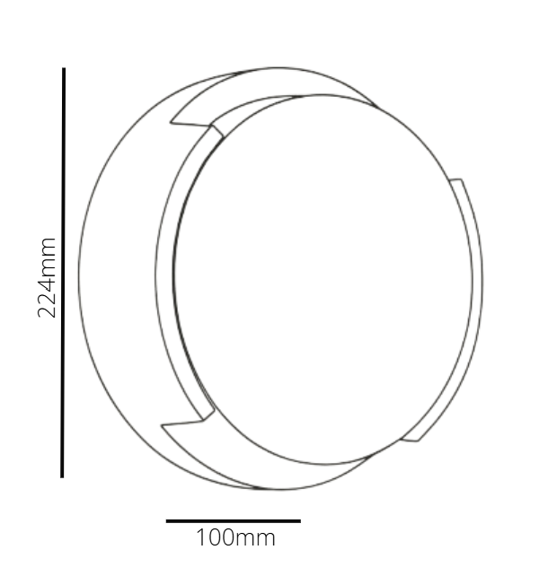 Technical drawing of a circular component with dimensions labeled