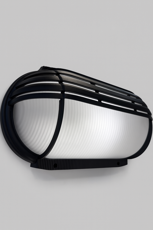 Black metal wall light fixture with E27 Base lamp