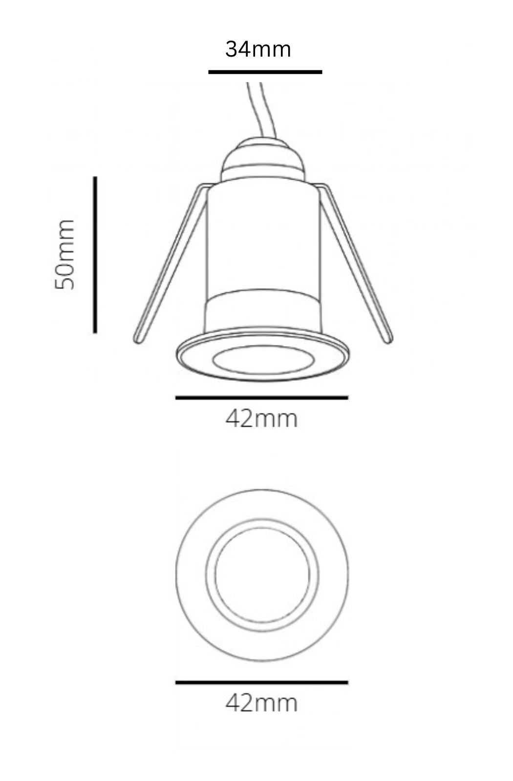 Technical drawing of a light fixture with dimension