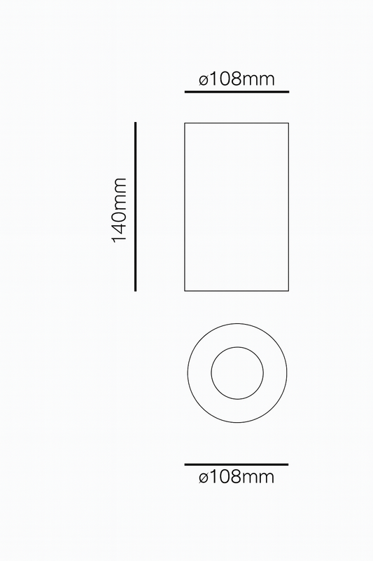 Technical drawing with dimensions of a circular component and rectangular frame on a white background