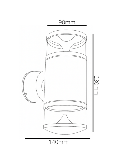 Line drawing of a cylindrical object with dimensions labeled