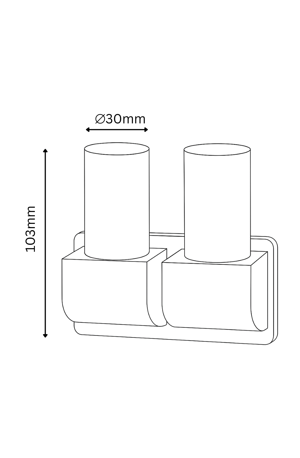 Line drawing of a wall-mounted candle holder with dimensions indicated.