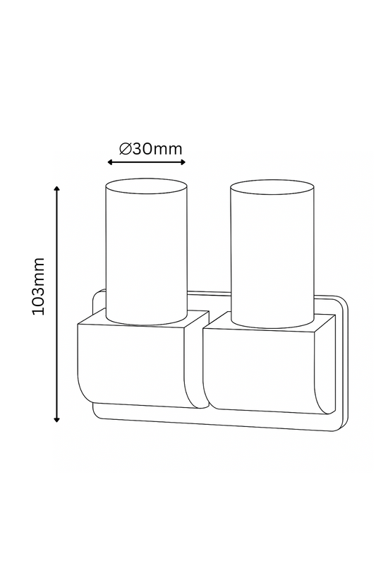 Line drawing of a wall-mounted candle holder with dimensions indicated.