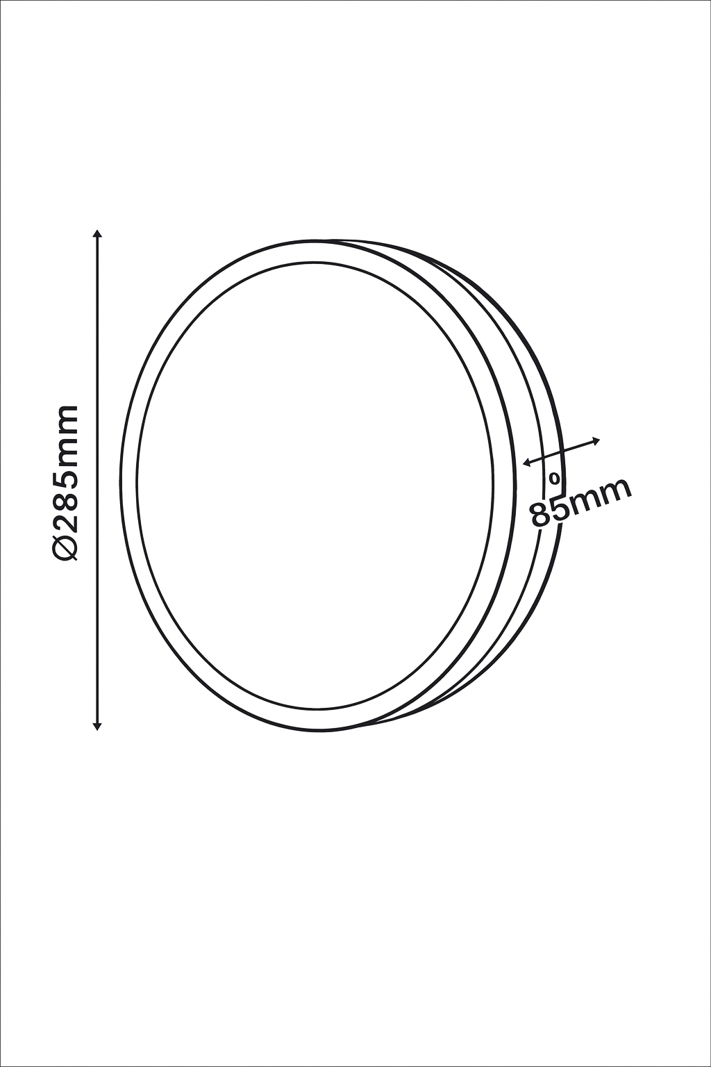 Technical drawing of a circular component with dimensions on a white background