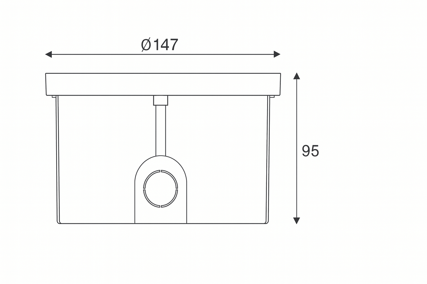 Technical drawing of a rectangular object with dimensions labeled