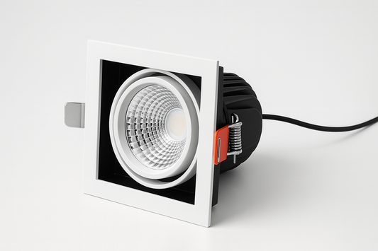 Square recessed ceiling light with a white frame with COB/SMD base lamp