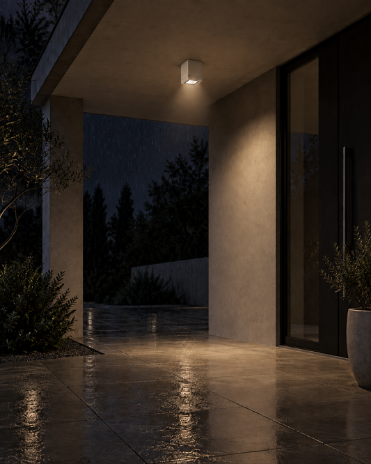 Square ceiling mounted light fixture with E27 base lamp