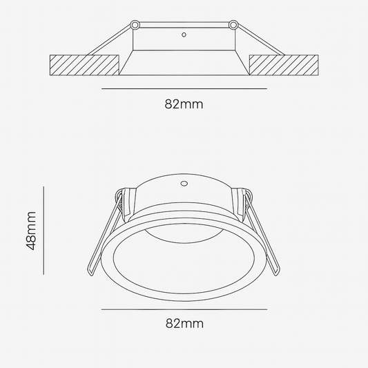 Round recessed MR16 spotlight dimension