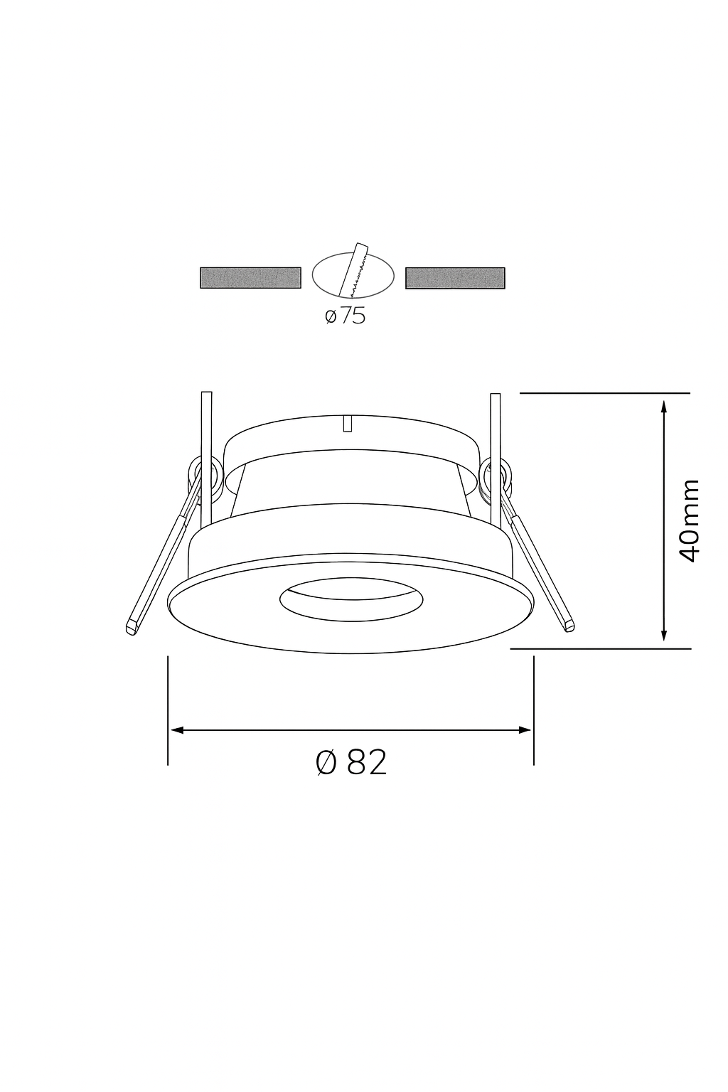 Technical drawing of a cylindrical object with dimensions labeled