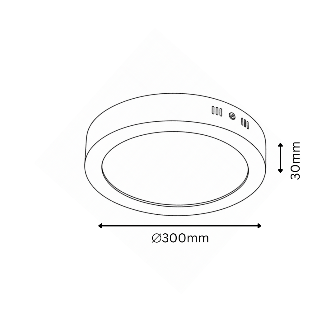 Measurement diagram of a circular object with dimensions Ø300mm and 30mm.