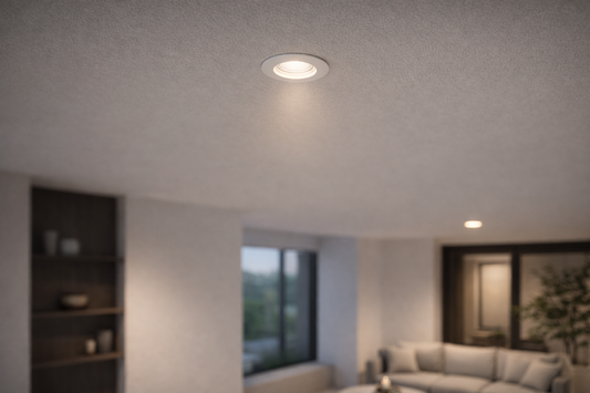 Recessed ceiling light in a living room