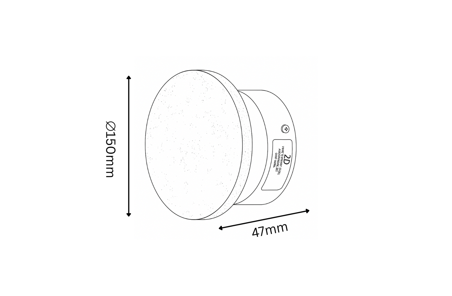 Technical drawing of a cylindrical object with dimensions labeled