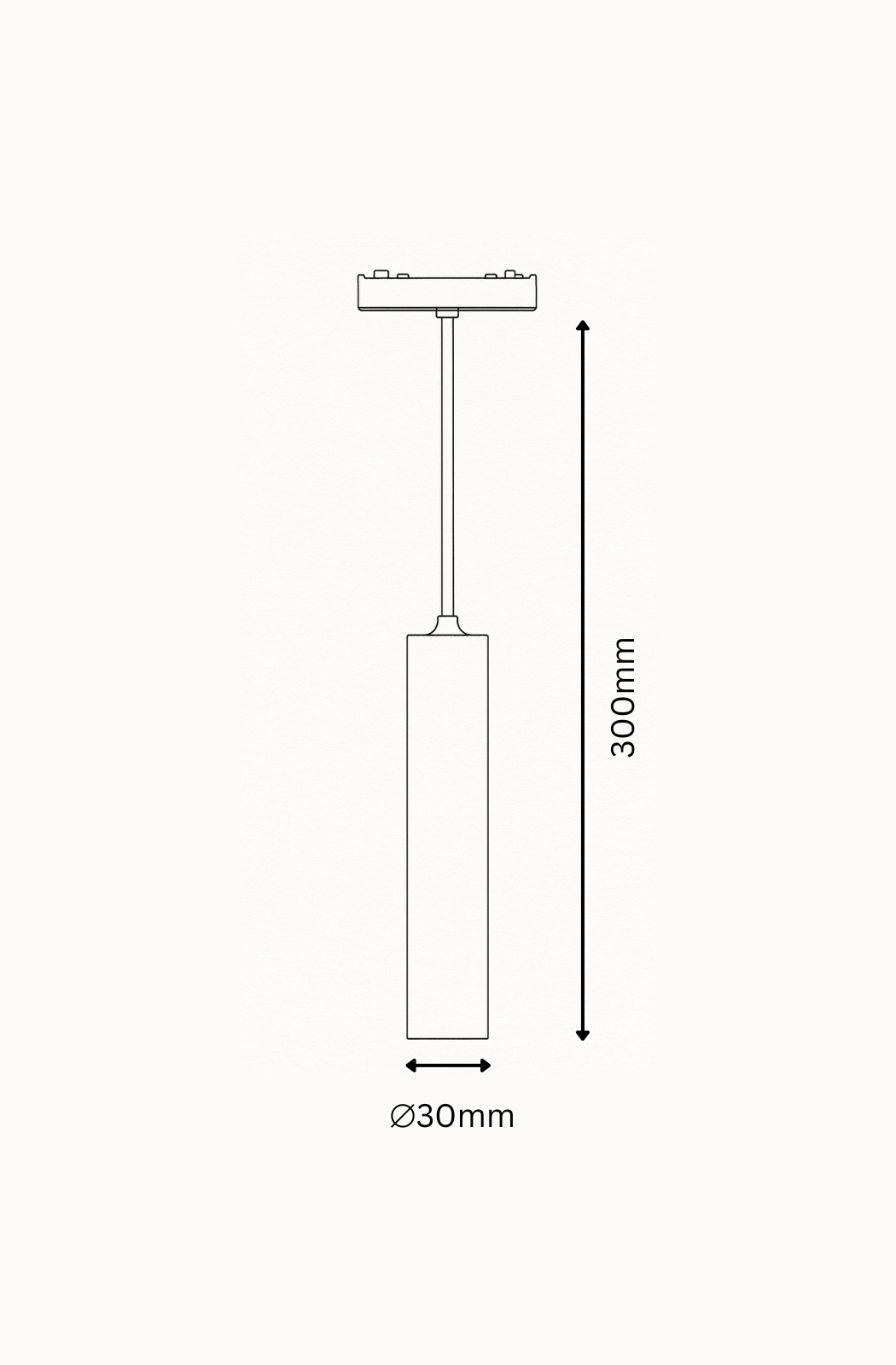 Technical drawing of a cylindrical object with dimensions labeled
