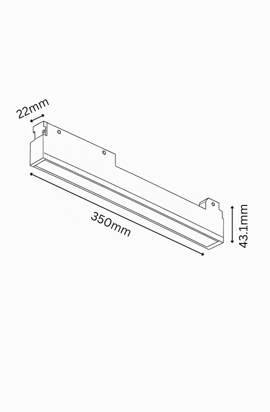 Technical drawing of a rectangular metal bracket with dimensions labeled