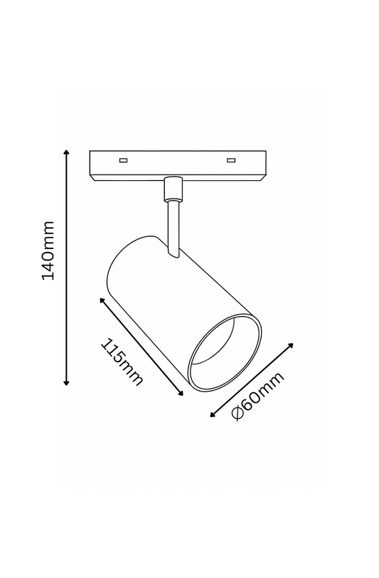 Line drawing of a ceiling light fixture with dimensions labeled