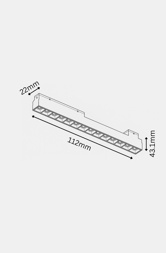 Technical drawing of a rectangular component with dimensions labeled on a white background